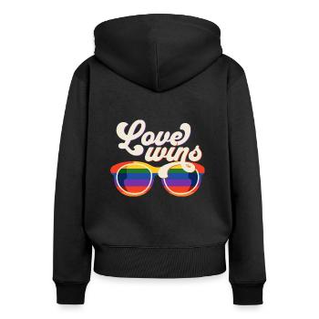 Gläser Liebe Gay Pride Regenbogen - Frauen Premium Bio Zip Hoodie - Schwarz - Hinten - Julia (174cm)