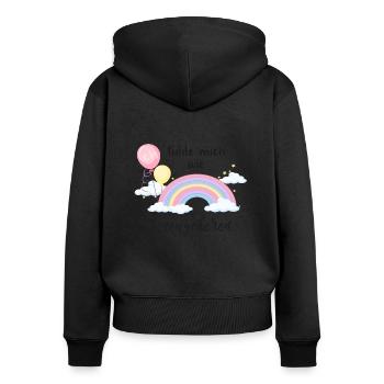 Ich fühle mich wie neugeboren Mädchen - Frauen Premium Bio Zip Hoodie - Schwarz - Hinten - Julia (174cm)