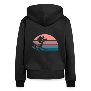 Powderday - Frauen Premium Bio Zip Hoodie - Schwarz - Hinten - Julia (174cm)