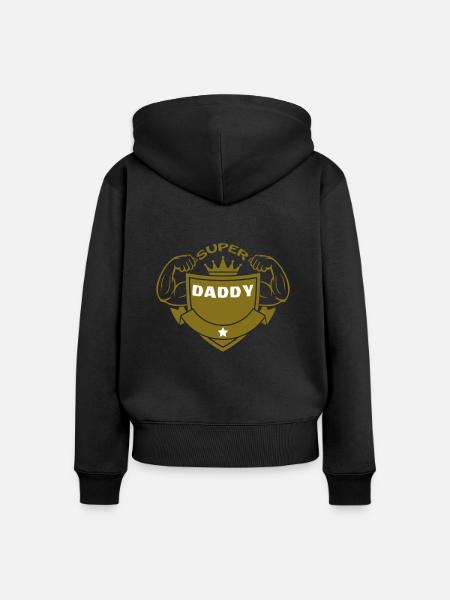 SUPER PAPA - Frauen Premium Bio Zip Hoodie - Schwarz