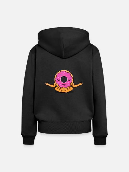 Meditierender Donut - Frauen Premium Bio Zip Hoodie - Schwarz