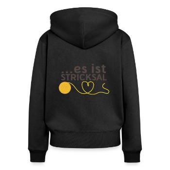Stricksal Stricken Hobby Handarbeit Wolle Geschenk - Frauen Premium Bio Zip Hoodie - Schwarz - Hinten - Julia (174cm)