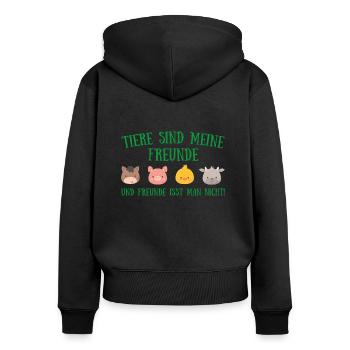 Tiere sind meine freunde Vegan Geschenk Plant - Frauen Premium Bio Zip Hoodie - Schwarz - Hinten - Julia (174cm)