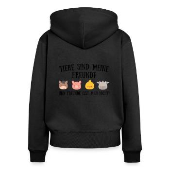 Tiere sind meine freunde Vegan Geschenk Plant - Frauen Premium Bio Zip Hoodie - Schwarz - Hinten - Julia (174cm)
