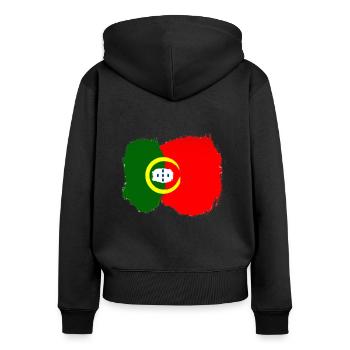 Portugal - Sweat à capuche zippé Premium bio Femme - noir - Dos - Julia (174cm)
