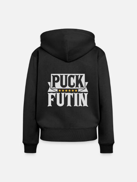 puck futin Logo Design - Frauen Premium Bio Zip Hoodie - Schwarz