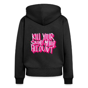 Social media suckz - Frauen Premium Bio Zip Hoodie - Schwarz - Hinten - Julia (174cm)