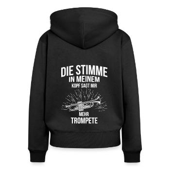 Trompete Trompetenspieler Trompeter - Frauen Premium Bio Zip Hoodie - Schwarz - Hinten - Julia (174cm)
