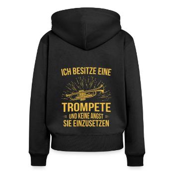 Trompete Trompetenspieler Trompeter - Frauen Premium Bio Zip Hoodie - Schwarz - Hinten - Julia (174cm)