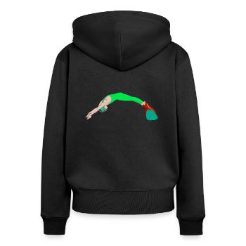 Schwimmer Monoflosse - Frauen Premium Bio Zip Hoodie - Schwarz - Hinten - Julia (174cm)