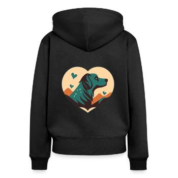 Liebe zu Hunden - Frauen Premium Bio Zip Hoodie - Schwarz - Hinten - Julia (174cm)