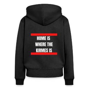 Kirmes - Frauen Premium Bio Zip Hoodie - Schwarz - Hinten - Julia (174cm)