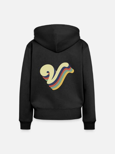 Retro-V-Buchstabe - Frauen Premium Bio Zip Hoodie - Schwarz