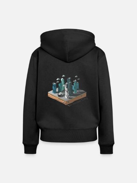 Geometrisches Low-Poly - Frauen Premium Bio Zip Hoodie - Schwarz
