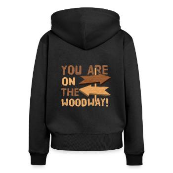 Woodway! - Denglish sayings Denglish - Women's Premium Organic Zip Hoodie - black - Back - Julia (174cm)