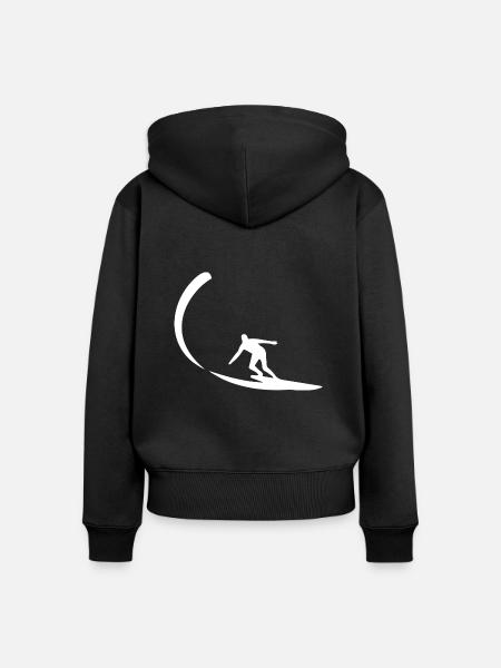 Surfing Surfboard Surfer Geschenksidee - Frauen Premium Bio Zip Hoodie - Schwarz