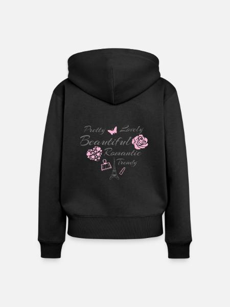 Schönes romantisches Design - Frauen Premium Bio Zip Hoodie - Schwarz
