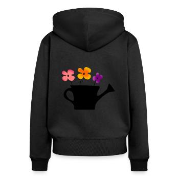 arrosoir - Sweat à capuche zippé Premium bio Femme - noir - Dos - Julia (174cm)