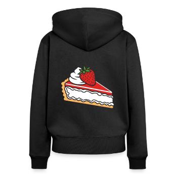 Tarte aux fraises - Sweat à capuche zippé Premium bio Femme - noir - Dos - Julia (174cm)