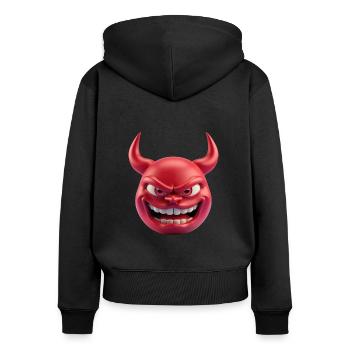 Émoticône du diable Satan - Sweat à capuche zippé Premium bio Femme - noir - Dos - Julia (174cm)