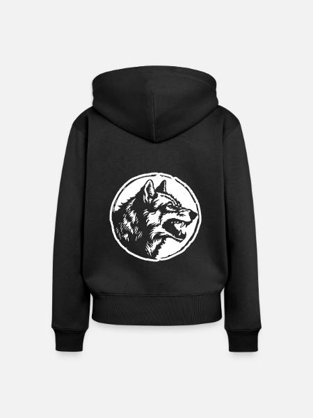Wolf - Frauen Premium Bio Zip Hoodie - Schwarz
