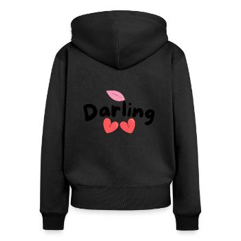 Darling I love you - Frauen Premium Bio Zip Hoodie - Schwarz - Hinten - Julia (174cm)