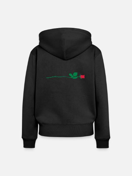 Rote Rose - Frauen Premium Bio Zip Hoodie - Schwarz