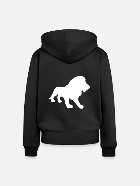 löwe - Frauen Premium Bio Zip Hoodie - Schwarz