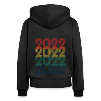 Cool Retro 2022, 1 Jahr, Kinder zum 1. Geburtstag - Frauen Premium Bio Zip Hoodie - Schwarz - Hinten - Julia (174cm)