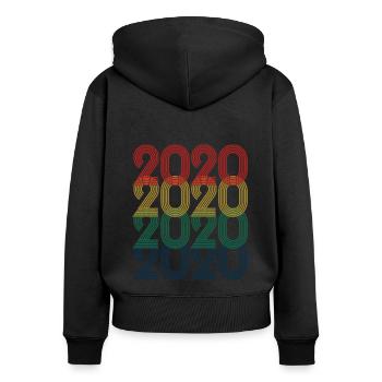 Cool Retro 2020, 3 ans, 3ème anniversaire Enfants - Sweat à capuche zippé Premium bio Femme - noir - Dos - Julia (174cm)