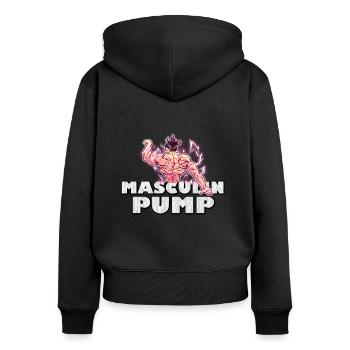Masculin Pump | Anime Gym motif for fans - Women's Premium Organic Zip Hoodie - black - Back - Julia (174cm)