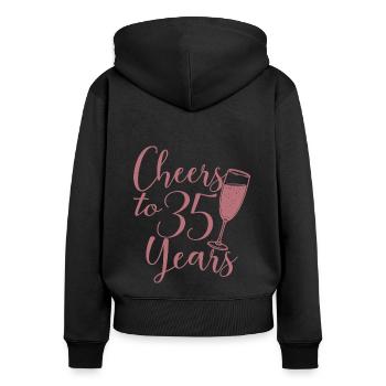 35e anniversaire Femmes pour ses acclamations à 35 ans - Sweat à capuche zippé Premium bio Femme - noir - Dos - Julia (174cm)