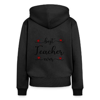 Enseignant - Sweat à capuche zippé Premium bio Femme - noir - Dos - Julia (174cm)