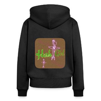 Hash Girl - Club WoW - Frauen Premium Bio Zip Hoodie - Schwarz - Hinten - Julia (174cm)