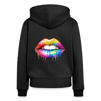 Rainbow Mouth-LGBT Pride - Women's Premium Organic Zip Hoodie - black - Back - Julia (174cm)