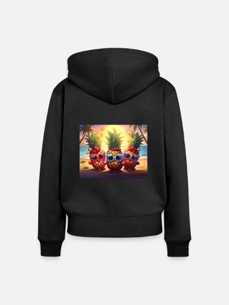 Ananas Urlaub - Frauen Premium Bio Zip Hoodie - Schwarz
