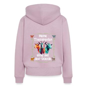 Meine Ziegen sind meine Therapie Therapeuten - Frauen Premium Bio Zip Hoodie - Altrosa - Hinten - Julia (174cm)