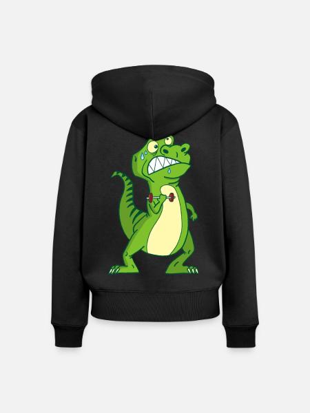 Kräftiger Dinosaurier - Frauen Premium Bio Zip Hoodie - Schwarz