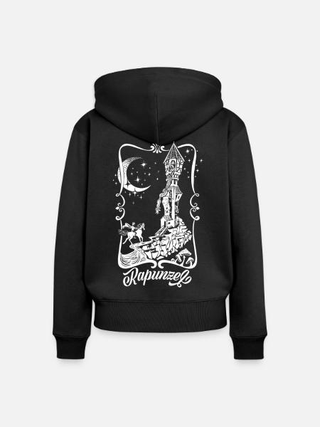 Rapunzel Turm Silhouette Prinzessin - Frauen Premium Bio Zip Hoodie - Schwarz