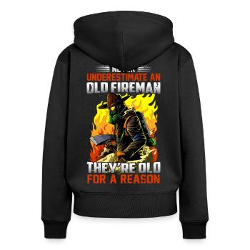 Feuerwehr - Frauen Premium Bio Zip Hoodie - Schwarz - Hinten - Julia (174cm)