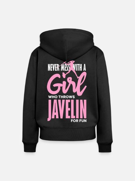 Speerwerferin mit Spaß-Statement - Frauen Premium Bio Zip Hoodie - Schwarz