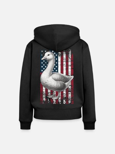 Embden Goose US Emdengans - Frauen Premium Bio Zip Hoodie - Schwarz