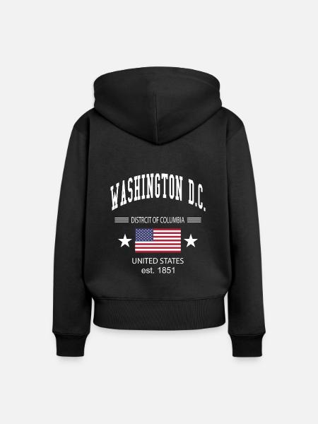 Washington DC - Frauen Premium Bio Zip Hoodie - Schwarz
