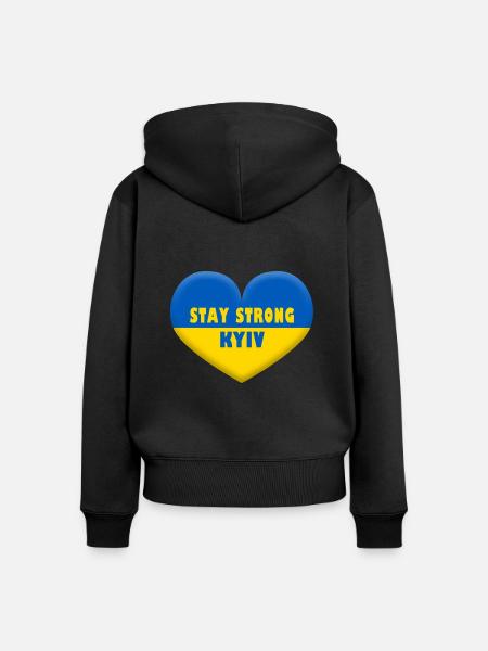 Stay Strong Kyiv - Frauen Premium Bio Zip Hoodie - Schwarz