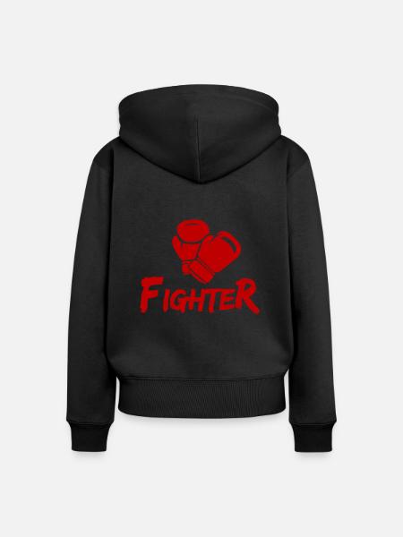 Fighter - Frauen Premium Bio Zip Hoodie - Schwarz