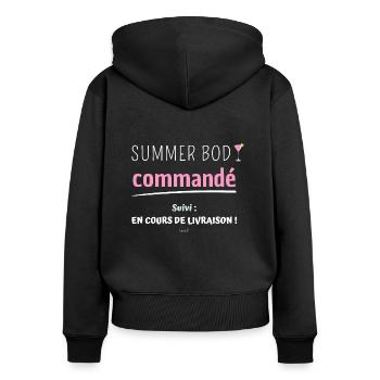 summer body commandé suivi : en cours de livraison - Sweat à capuche zippé Premium bio Femme - noir - Dos - Julia (174cm)