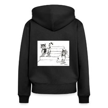 Amis chats - Sweat à capuche zippé Premium bio Femme - noir - Dos - Julia (174cm)