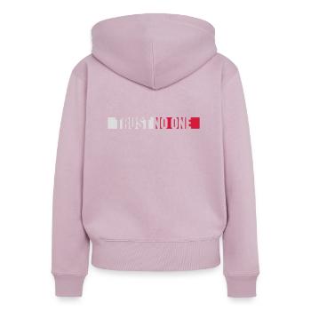 ne faites confiance à personne pour ne citer - Sweat à capuche zippé Premium bio Femme - rose poudré - Dos - Julia (174cm)