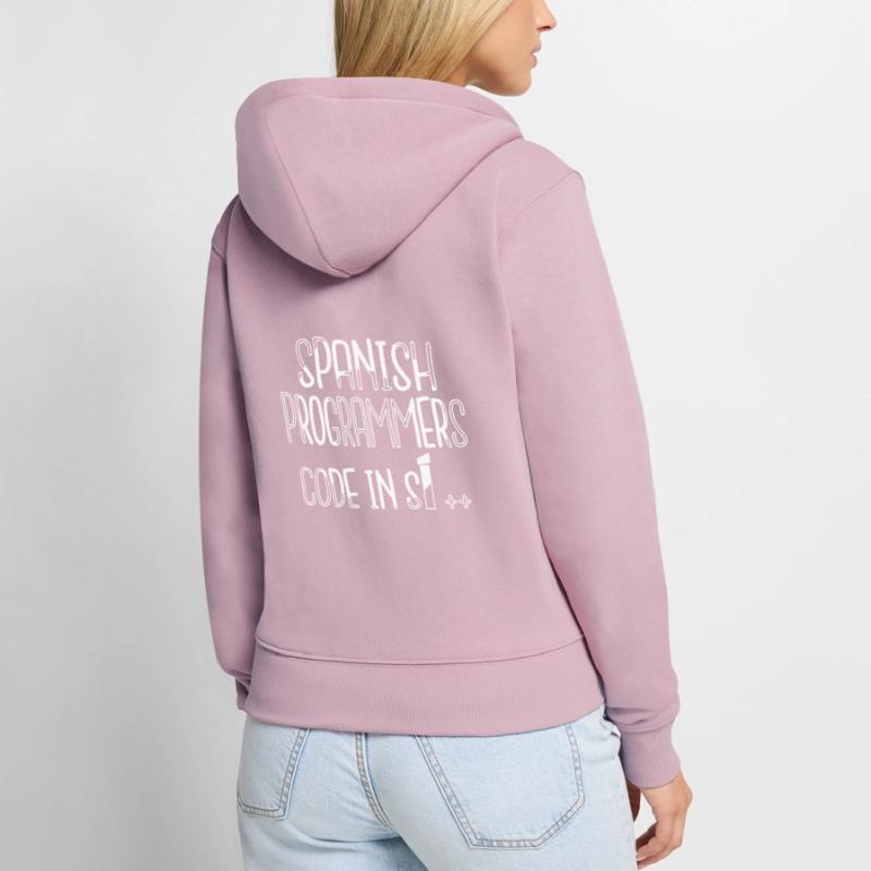 present backend developer happy computer humor Frauen Premium Bio Zip Hoodie