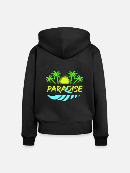 surf paradise - Frauen Premium Bio Zip Hoodie - Schwarz